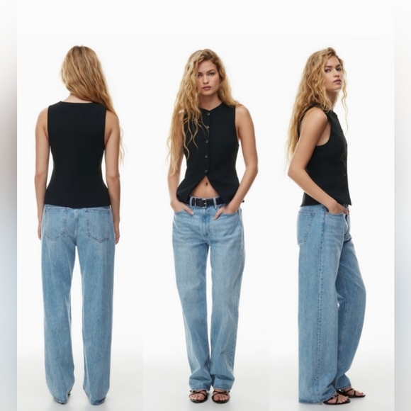 NWT Aritzia Wilfred Regal Vest Black Size 6 Slim-fit button-up - Picture 4 of 5